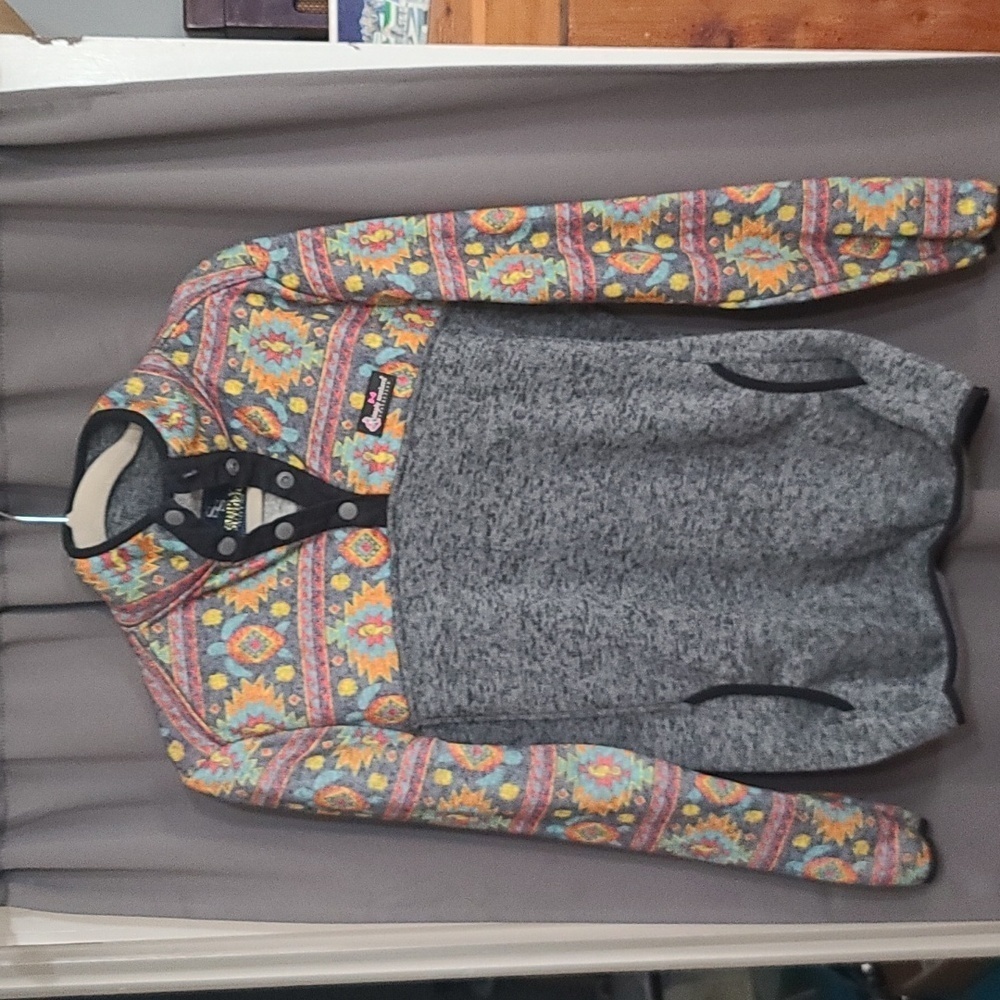 Simply Southern‎ Womens Pullover Jacket Sweater Knit Aztec Pockets Sz M GUC READ